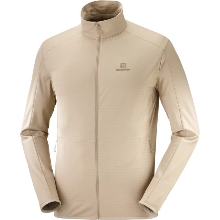 Beige Salomon Essential Lightwarm Full Zip Men's Jackets | IE RJ8691